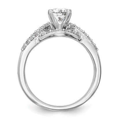 14K Weißgold Verlobungsring mit Zargenfassung, simuliertem Diamanten und Kreuzdesign