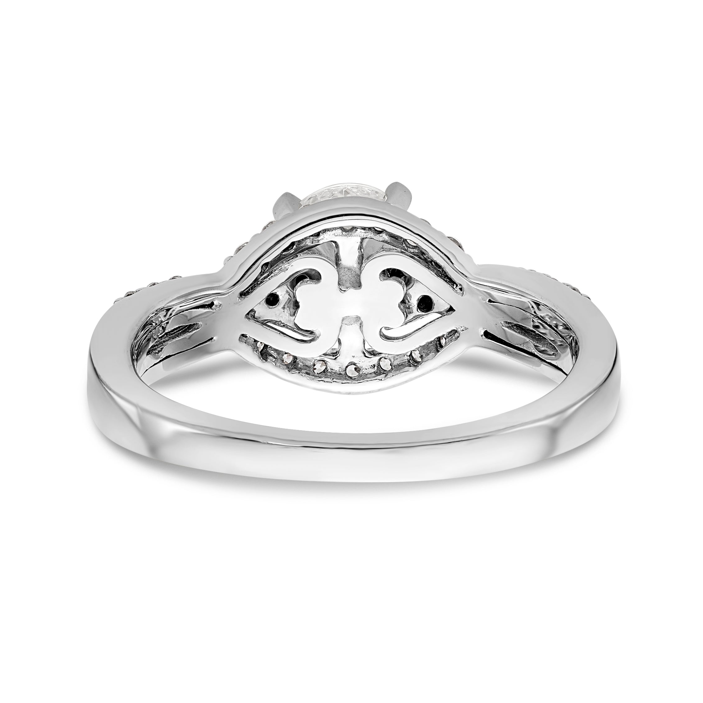 14K Weißgold Verlobungsring mit Zargenfassung, simuliertem Diamanten und Kreuzdesign