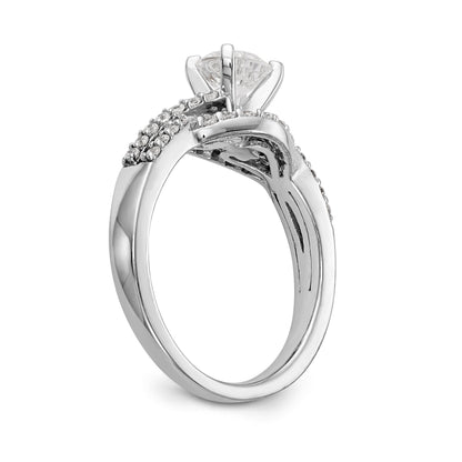 14K Weißgold Verlobungsring mit Zargenfassung, simuliertem Diamanten und Kreuzdesign