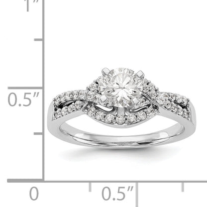 14K Weißgold Verlobungsring mit Zargenfassung, simuliertem Diamanten und Kreuzdesign