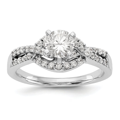 14K Weißgold Verlobungsring mit Zargenfassung, simuliertem Diamanten und Kreuzdesign