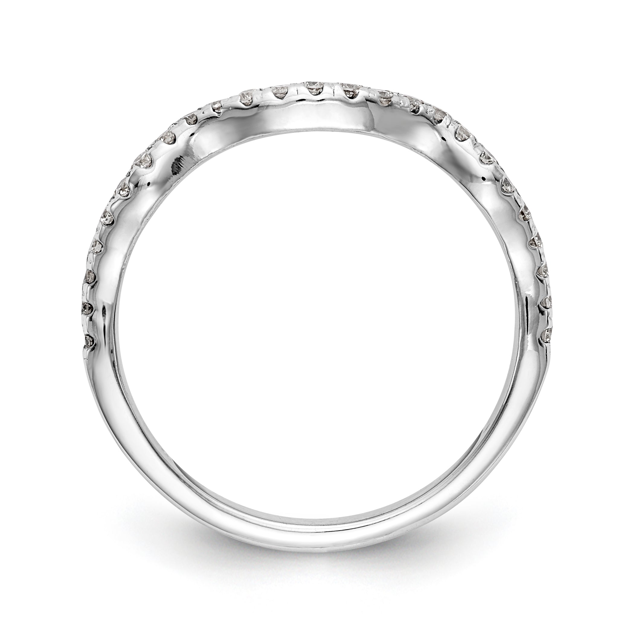 14K Weißgold Diamant-Ehering mit geschwungener Form