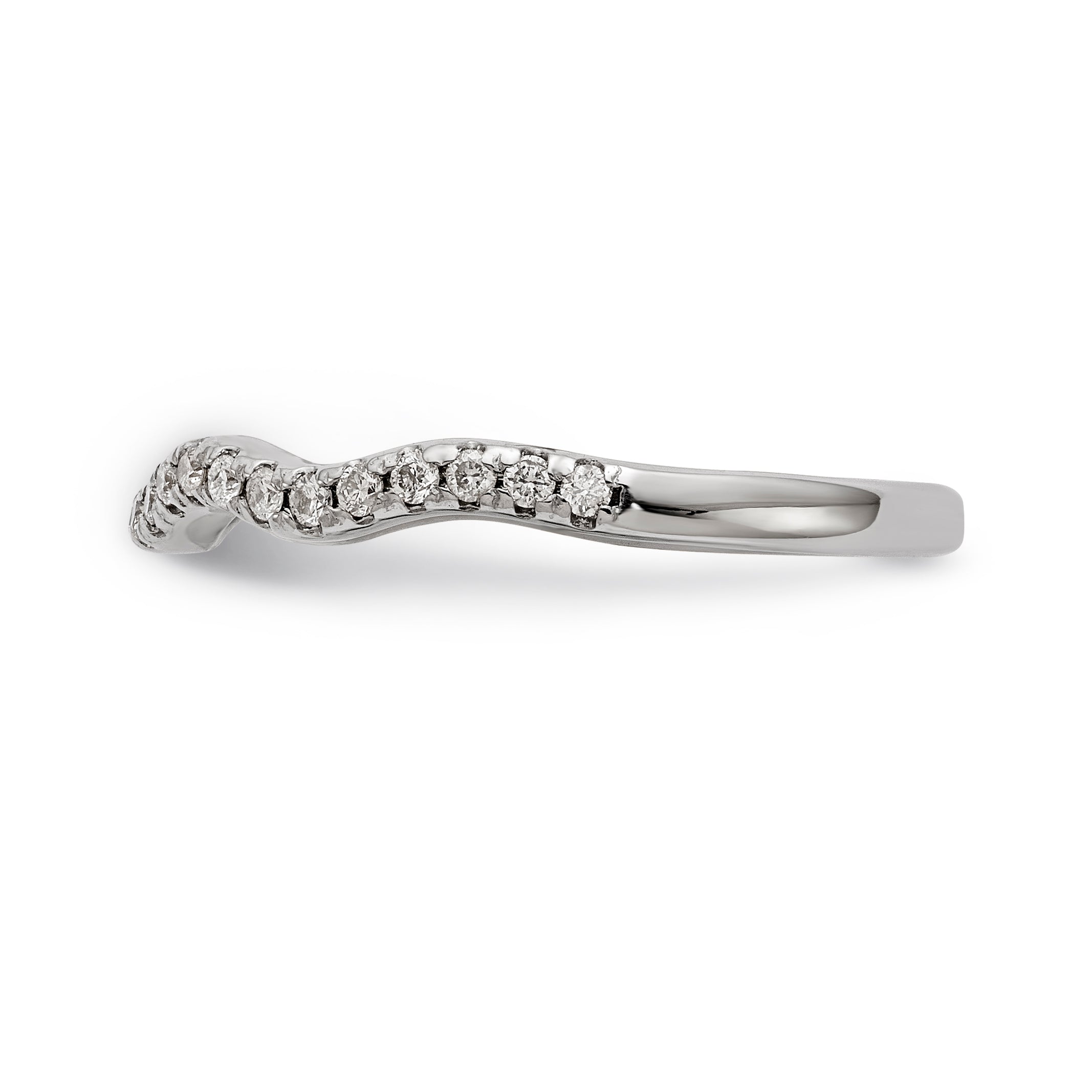 14K Weißgold Diamant-Ehering mit geschwungener Form