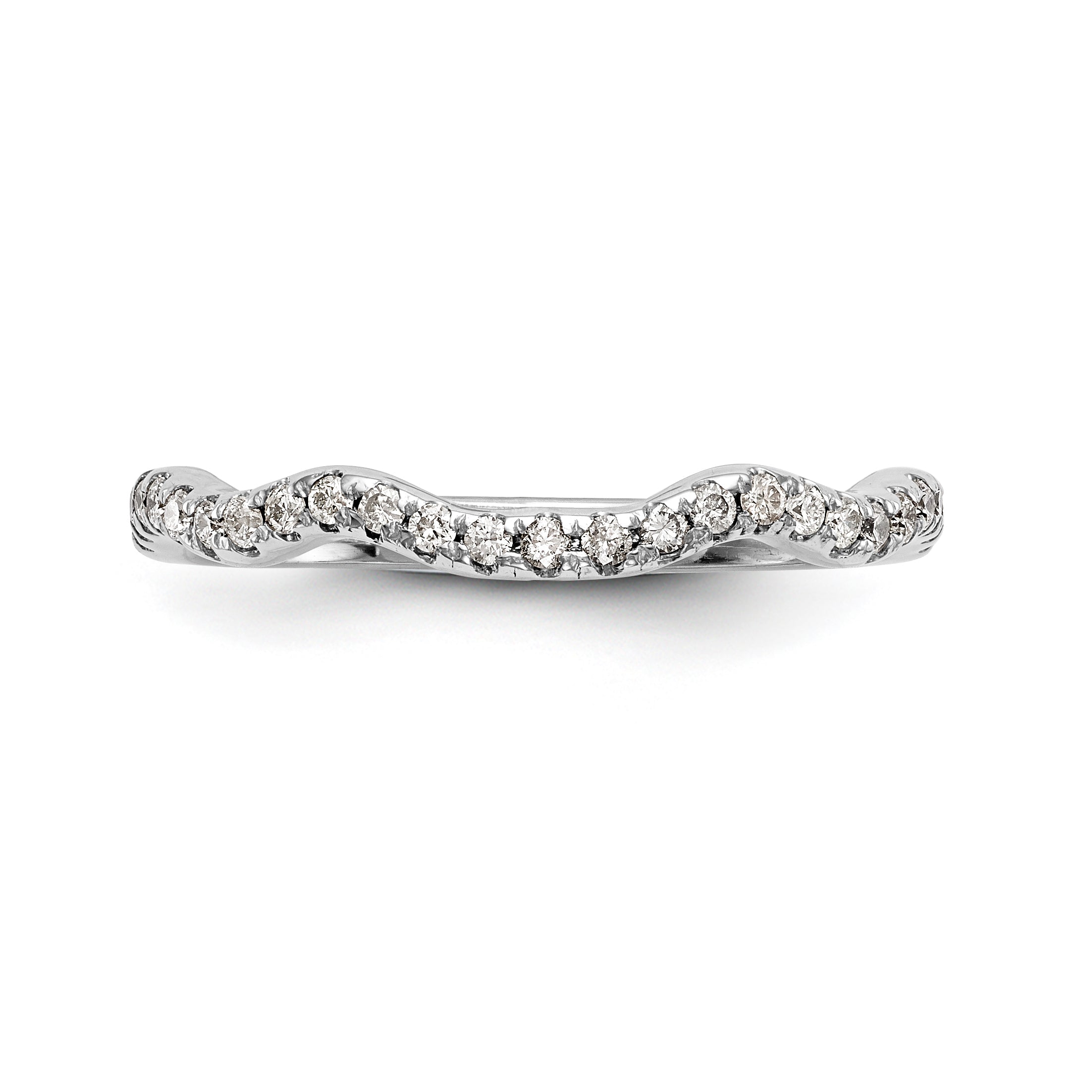 14K Weißgold Diamant-Ehering mit geschwungener Form