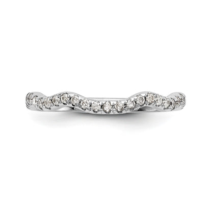 14K Weißgold Diamant-Ehering mit geschwungener Form