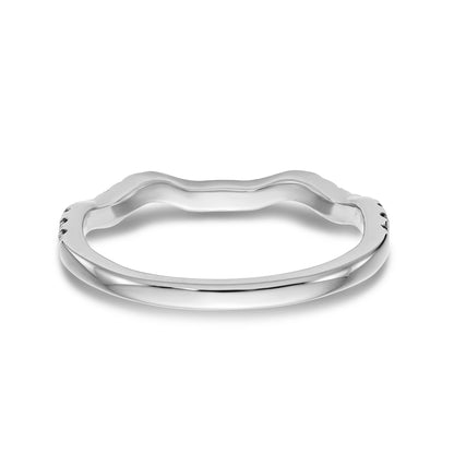 14K Weißgold Diamant-Trauring, konturiert