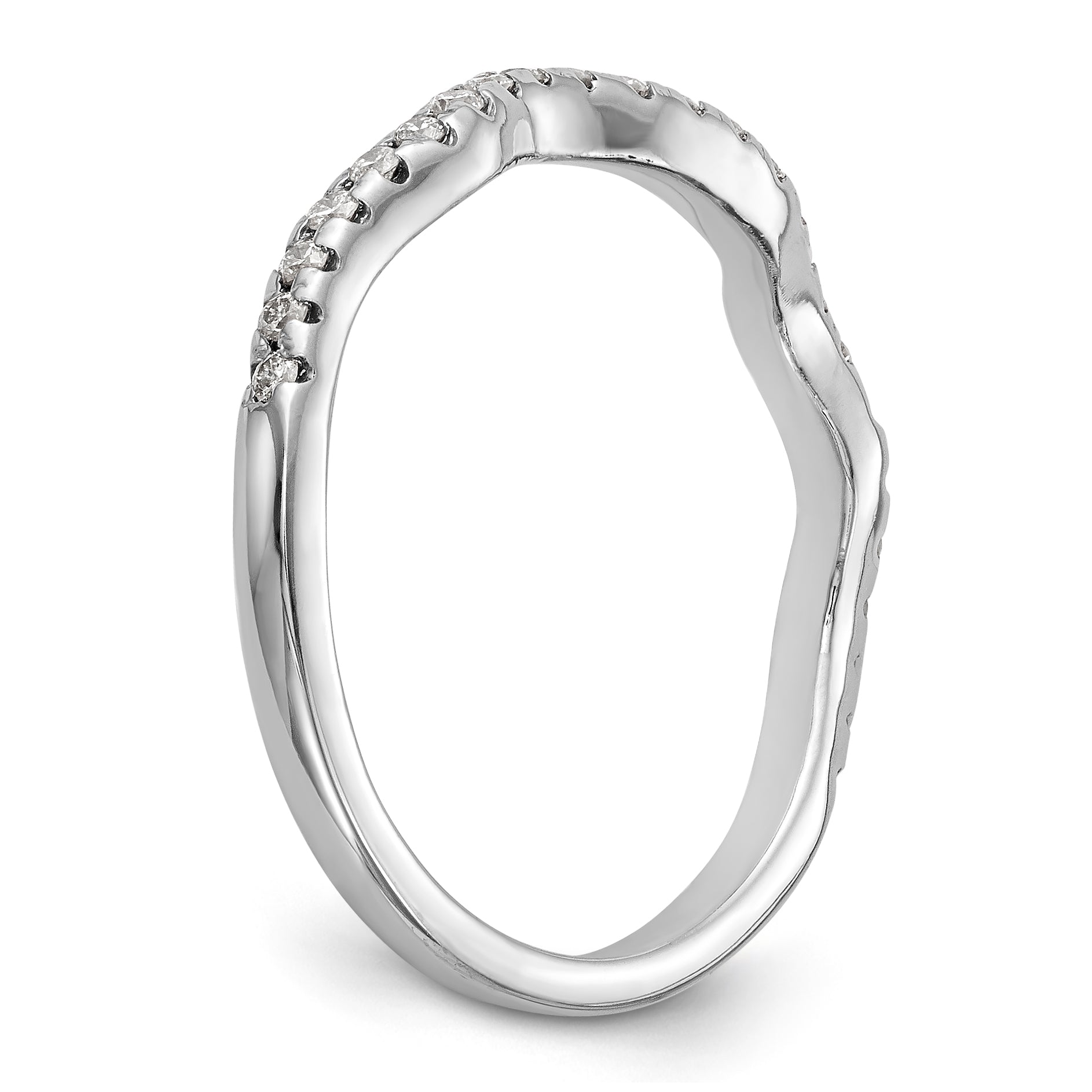 14K Weißgold Diamant-Ehering mit geschwungener Form