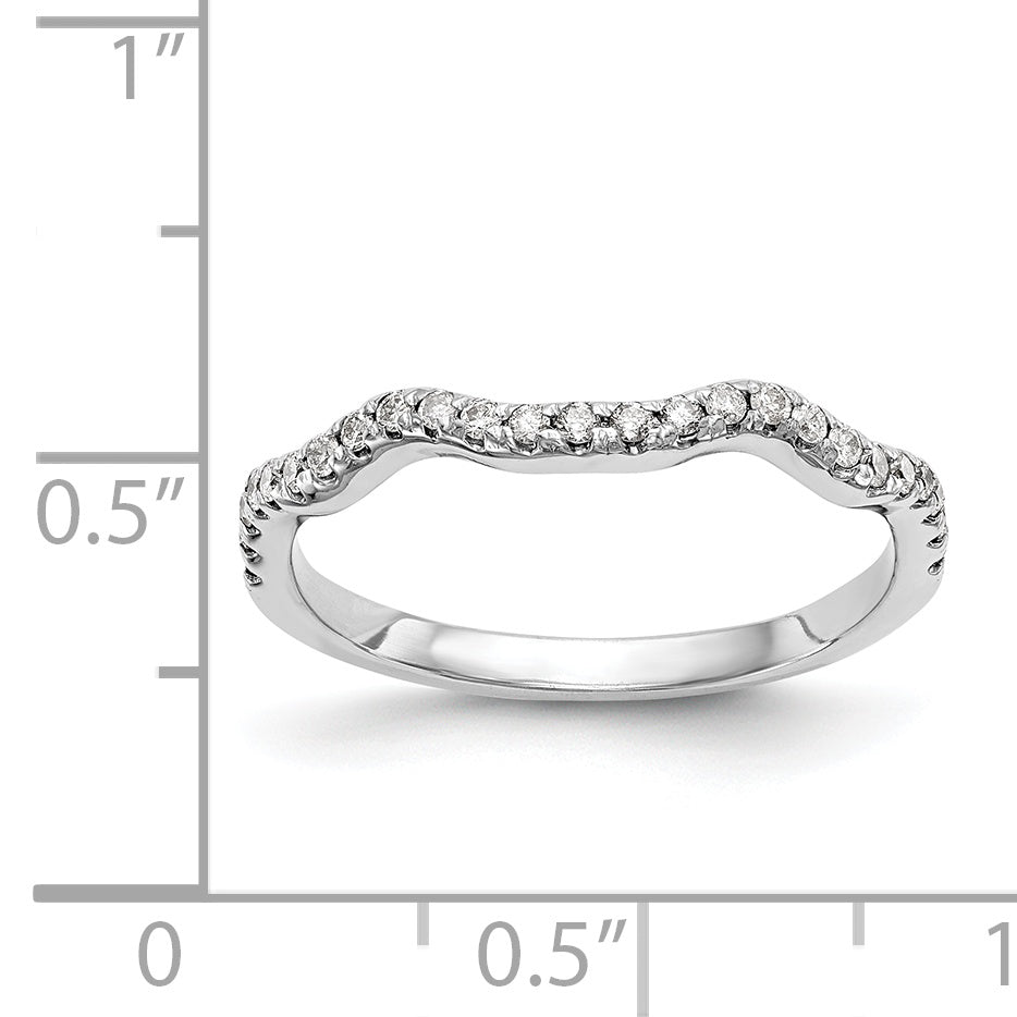 14K Weißgold Diamant-Trauring, konturiert