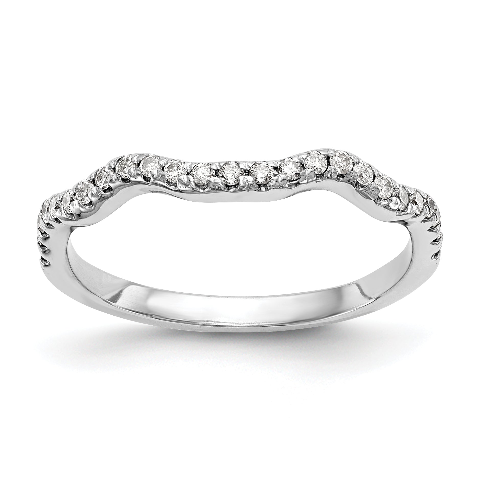 14K Weißgold Diamant-Ehering mit geschwungener Form