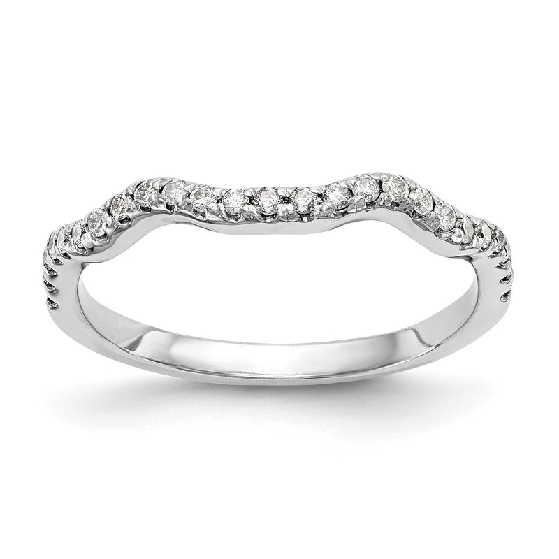 14 Karat Weißgold Diamant-Trauring, konturiert