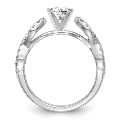 Verlobungsring aus 14 Karat Weißgold mit Krappenfassung, Infinity-Design und simulierten Diamanten