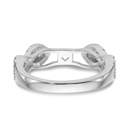 Verlobungsring aus 14 Karat Weißgold mit Krappenfassung, Infinity-Design und simulierten Diamanten