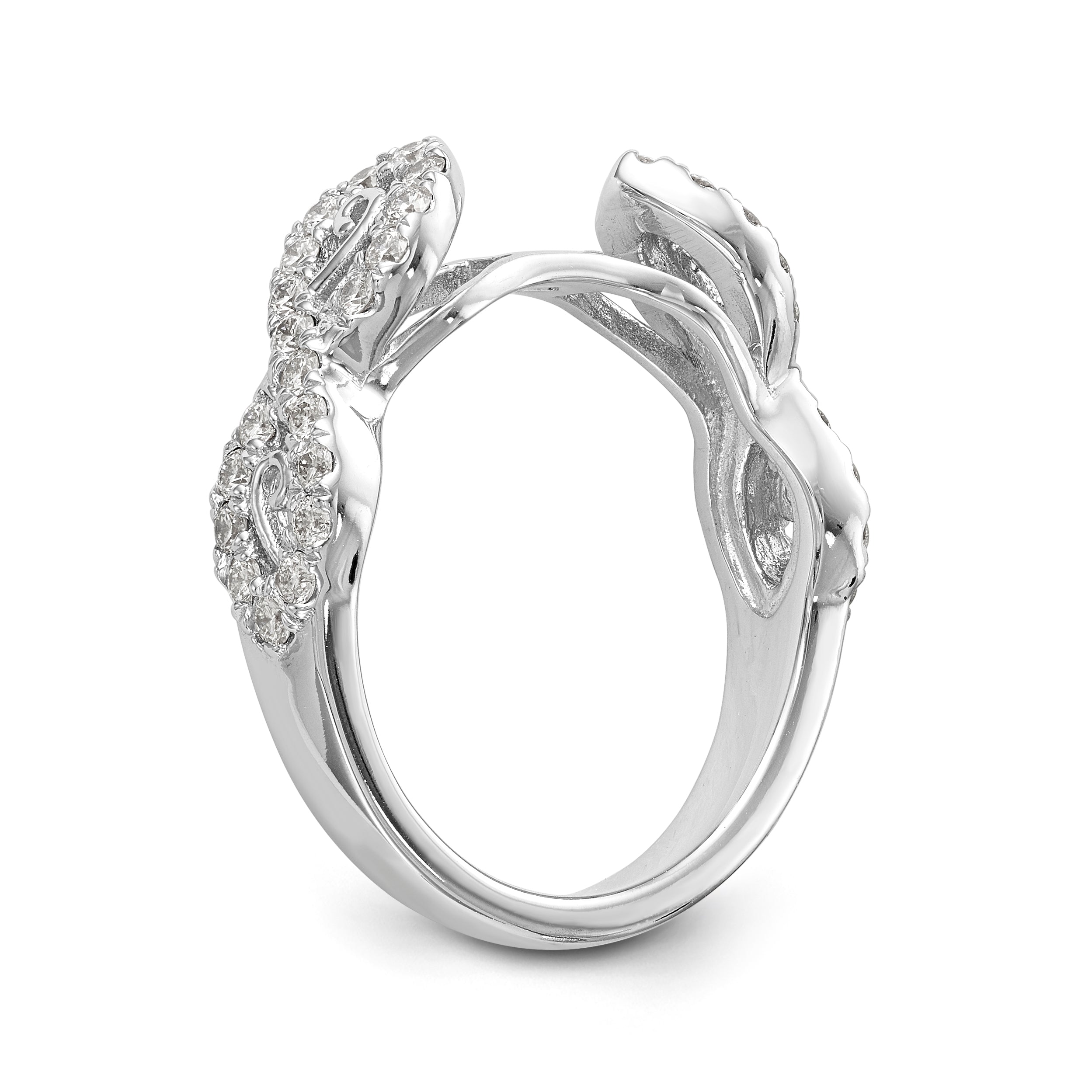 Verlobungsring aus 14 Karat Weißgold mit Krappenfassung, Infinity-Design und simulierten Diamanten