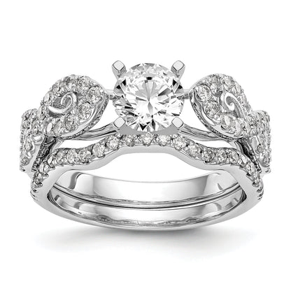 Verlobungsring aus 14 Karat Weißgold mit Krappenfassung, Infinity-Design und simulierten Diamanten