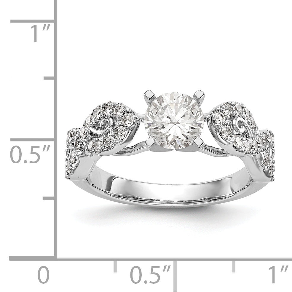 Verlobungsring aus 14 Karat Weißgold mit Krappenfassung, Infinity-Design und simulierten Diamanten