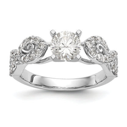 Verlobungsring aus 14 Karat Weißgold mit Krappenfassung, Infinity-Design und simulierten Diamanten