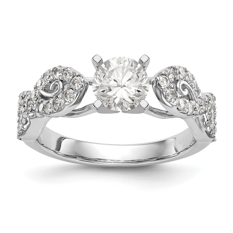 14K Weißgold Verlobungsring mit Infinity-Design und simuliertem Diamanten in Krappenfassung