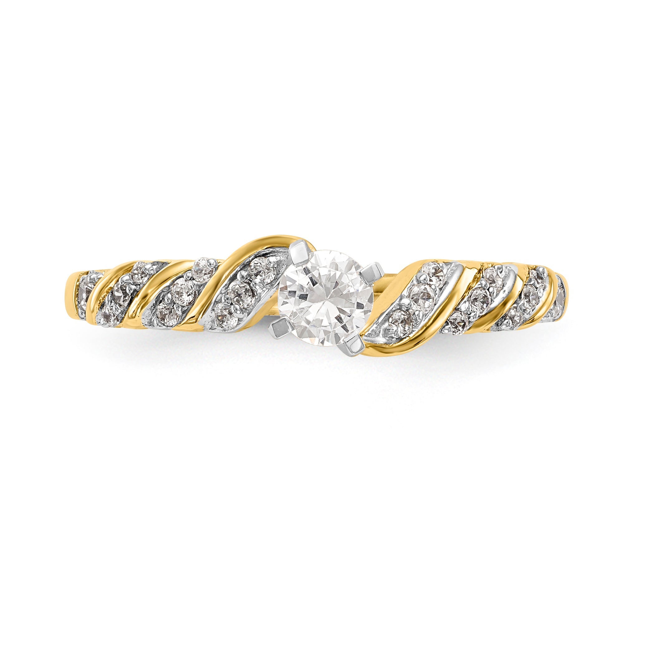14K Gelbgold Verlobungsring mit Diamanten, 0,122 ct, poliert