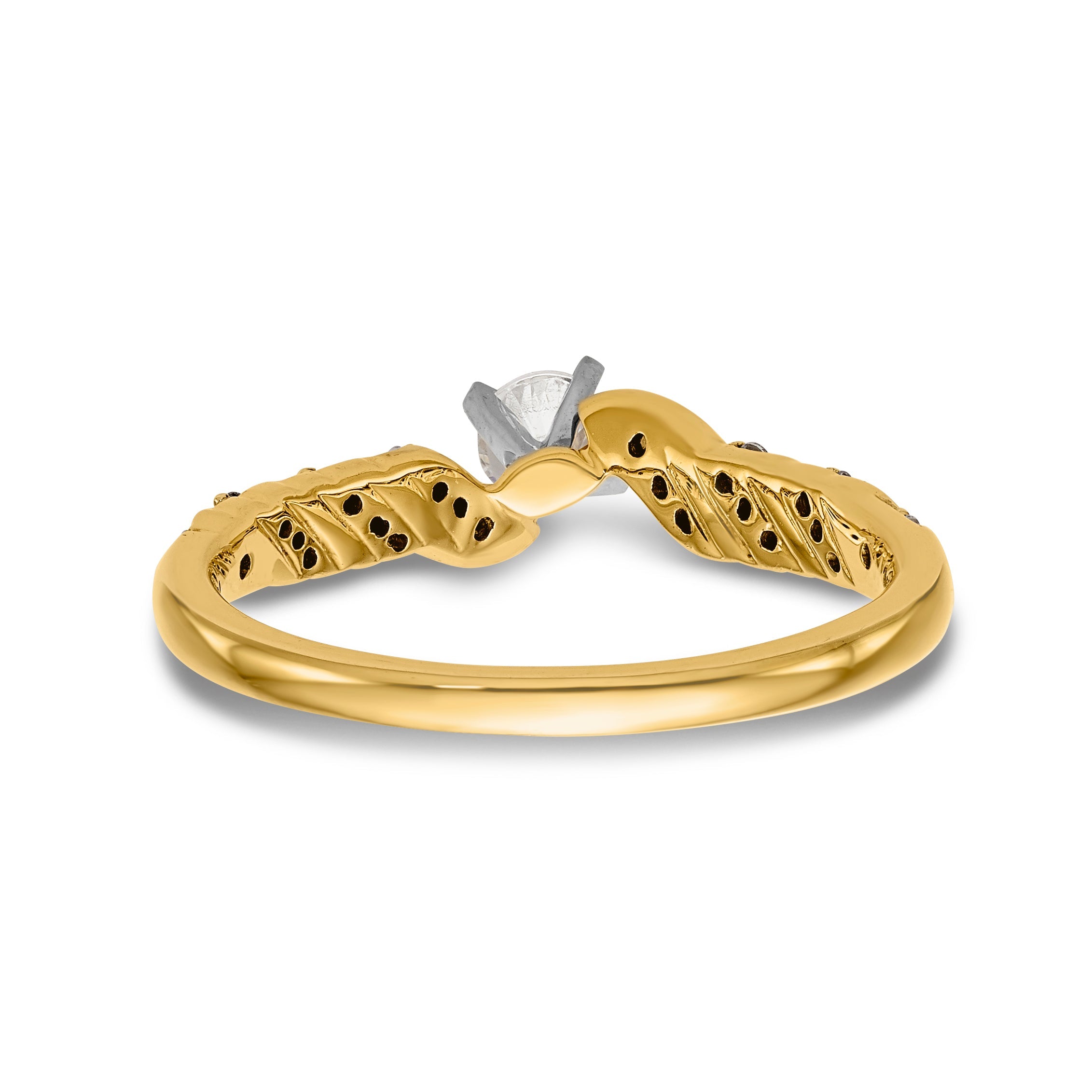 14K Gelbgold Verlobungsring mit Diamanten, 0,122 ct, poliert