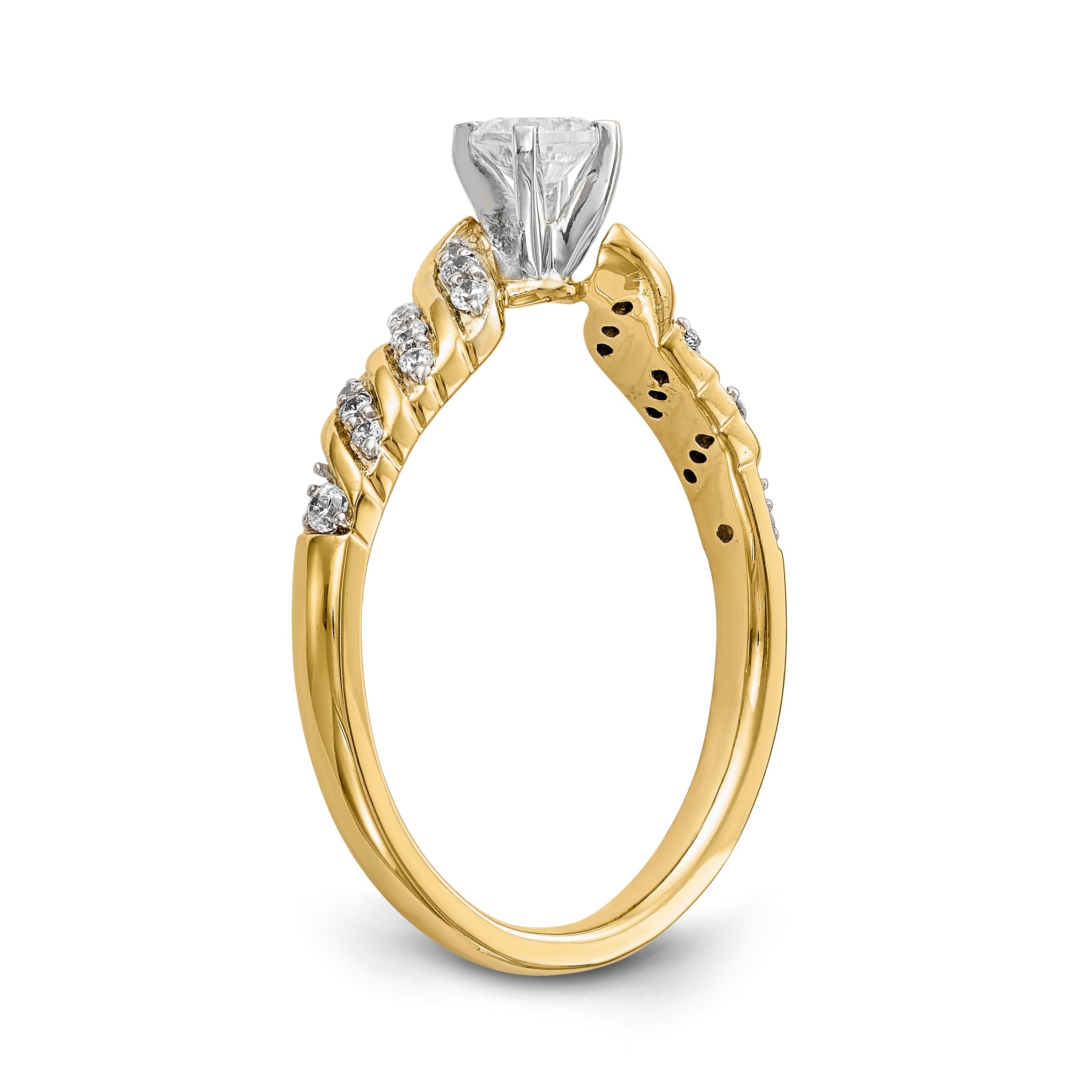 14K Gelbgold Verlobungsring mit Diamanten, 0,122 ct, poliert