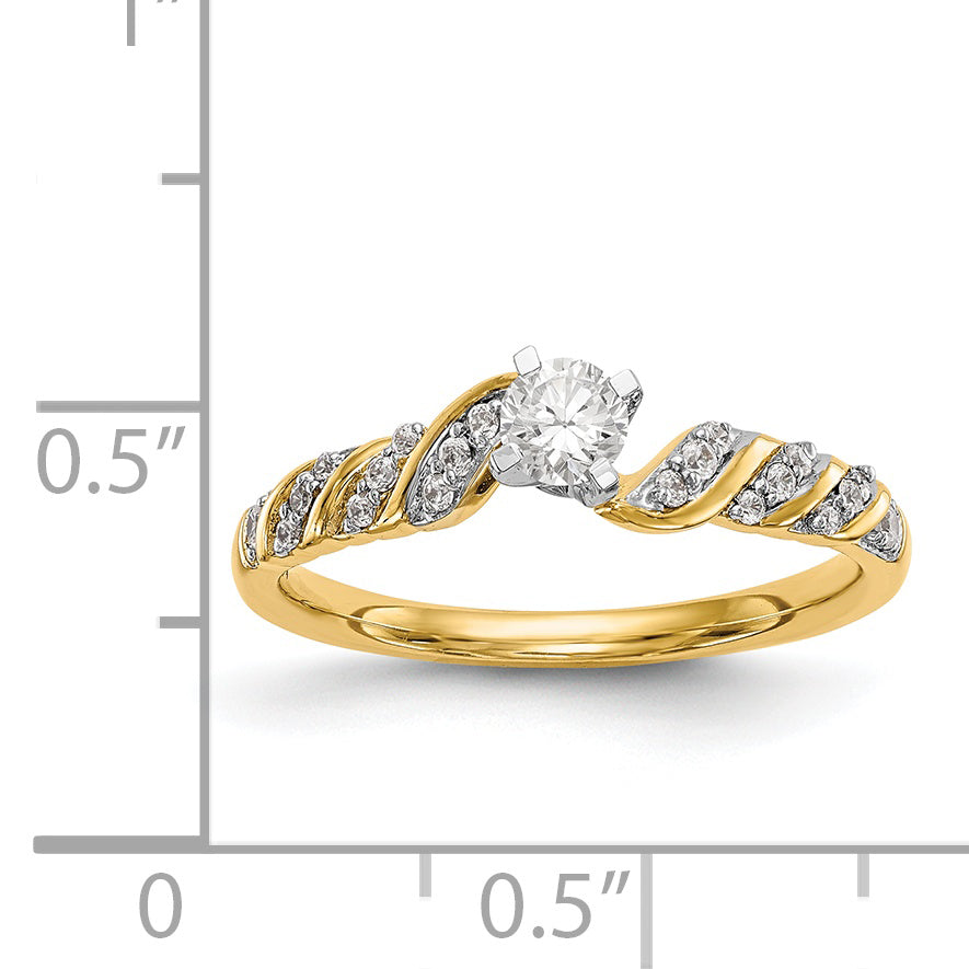 14K Gelbgold Verlobungsring mit Diamanten, 0,122 ct, poliert