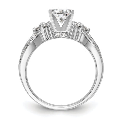 14K Weißgold Verlobungsring mit Krappenfassung, simuliertem Diamanten und Criss-Cross-Design