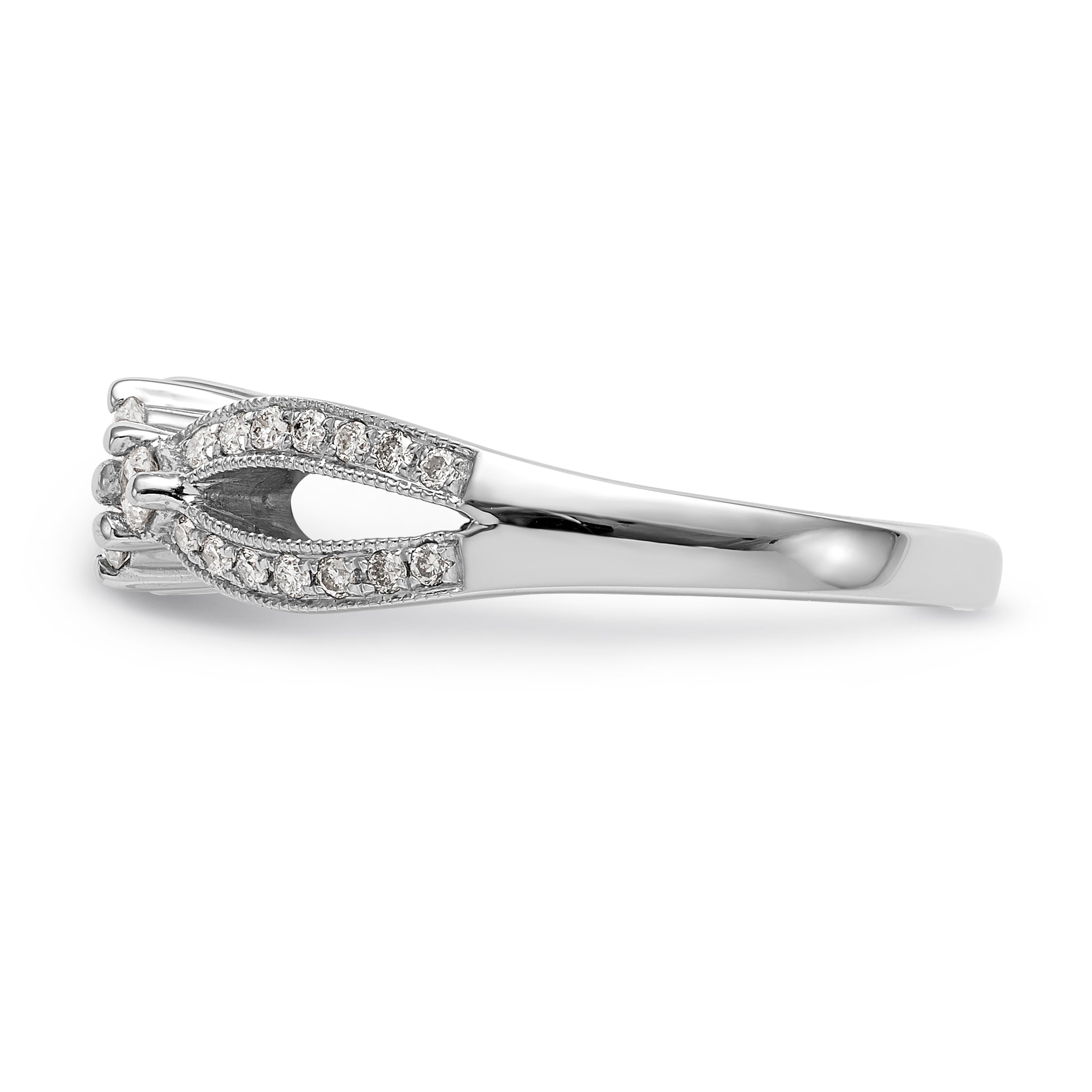 14K Weißgold Verlobungsring mit Krappenfassung, simuliertem Diamanten und Criss-Cross-Design