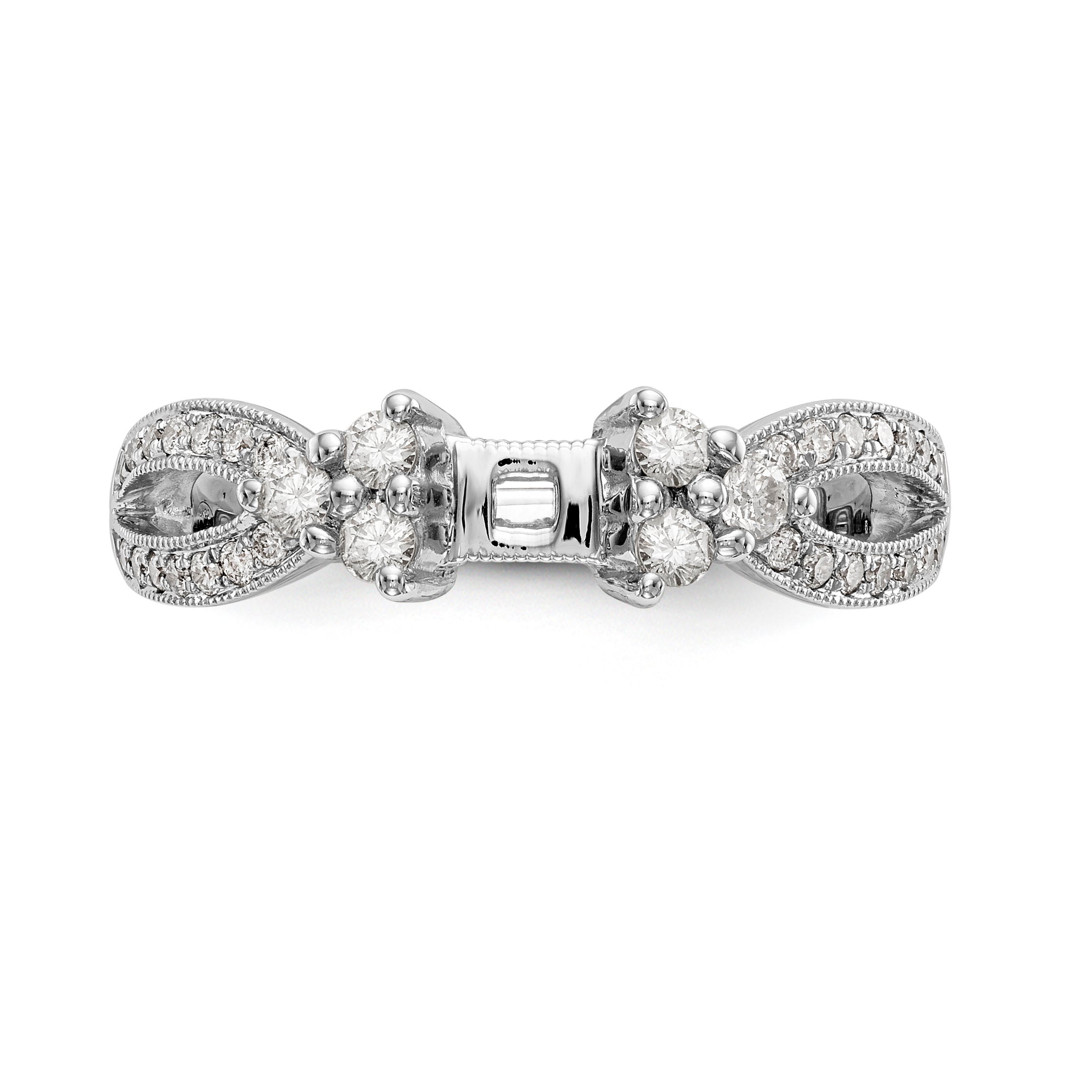 14K Weißgold Verlobungsring mit Krappenfassung, simuliertem Diamanten und Criss-Cross-Design