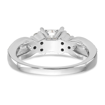 14K Weißgold Verlobungsring mit Krappenfassung, simuliertem Diamanten und Criss-Cross-Design
