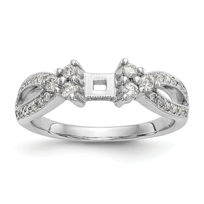14K Weißgold Verlobungsring mit Krappenfassung, simuliertem Diamanten und Criss-Cross-Design