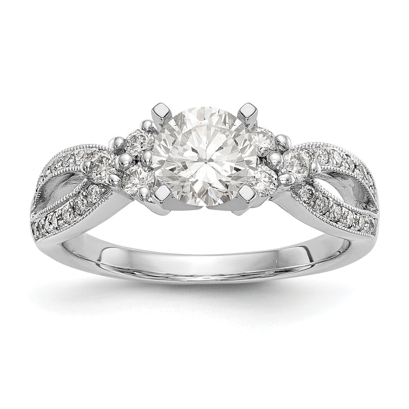 14K Weißgold Verlobungsring mit Krappenfassung, simuliertem Diamanten und Criss-Cross-Design