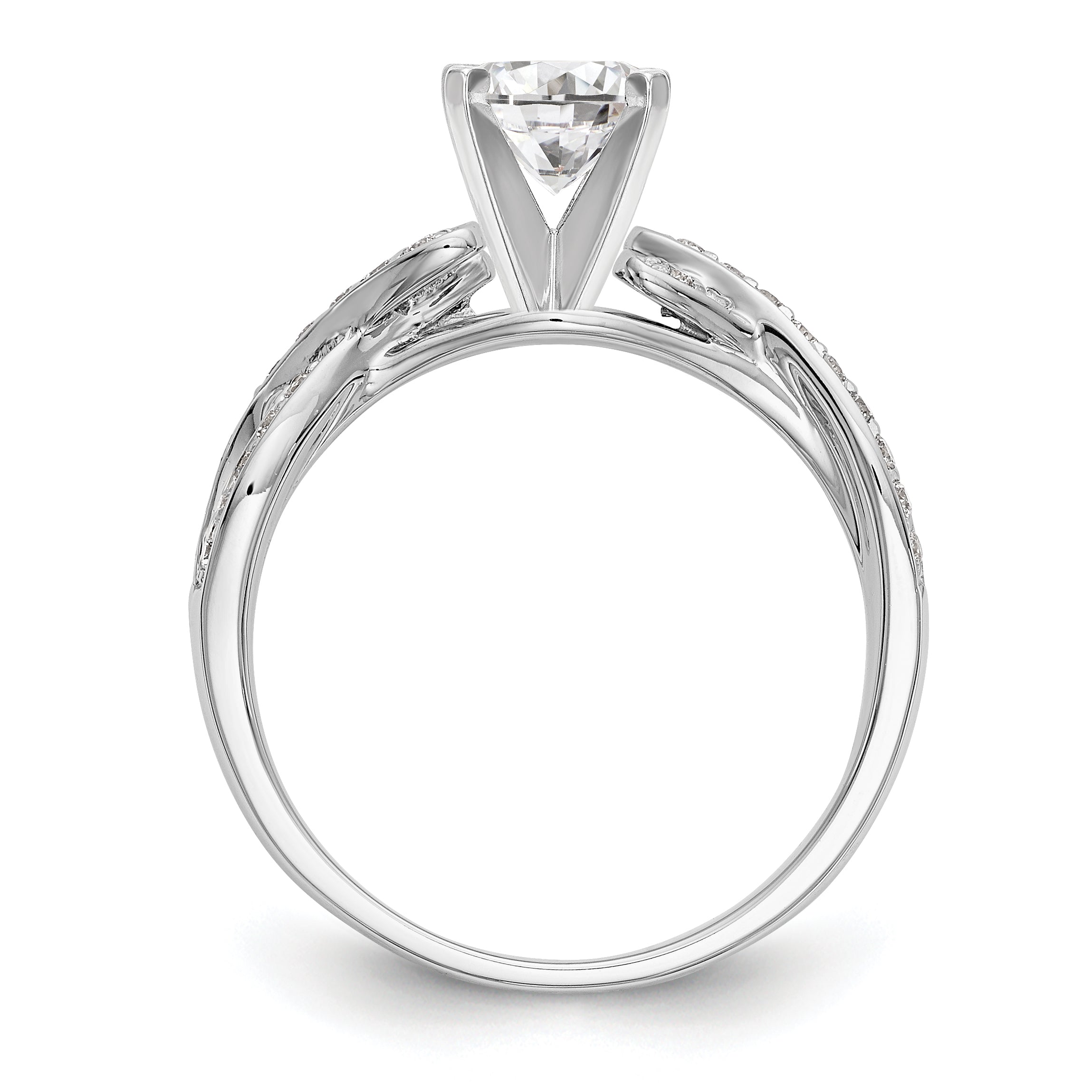 14-Karat-Weißgold-Ring mit Zargenfassung, imitiertem Diamanten und Criss-Cross-Design