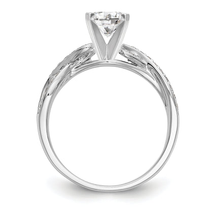 14-Karat-Weißgold-Ring mit Zargenfassung, imitiertem Diamanten und Criss-Cross-Design