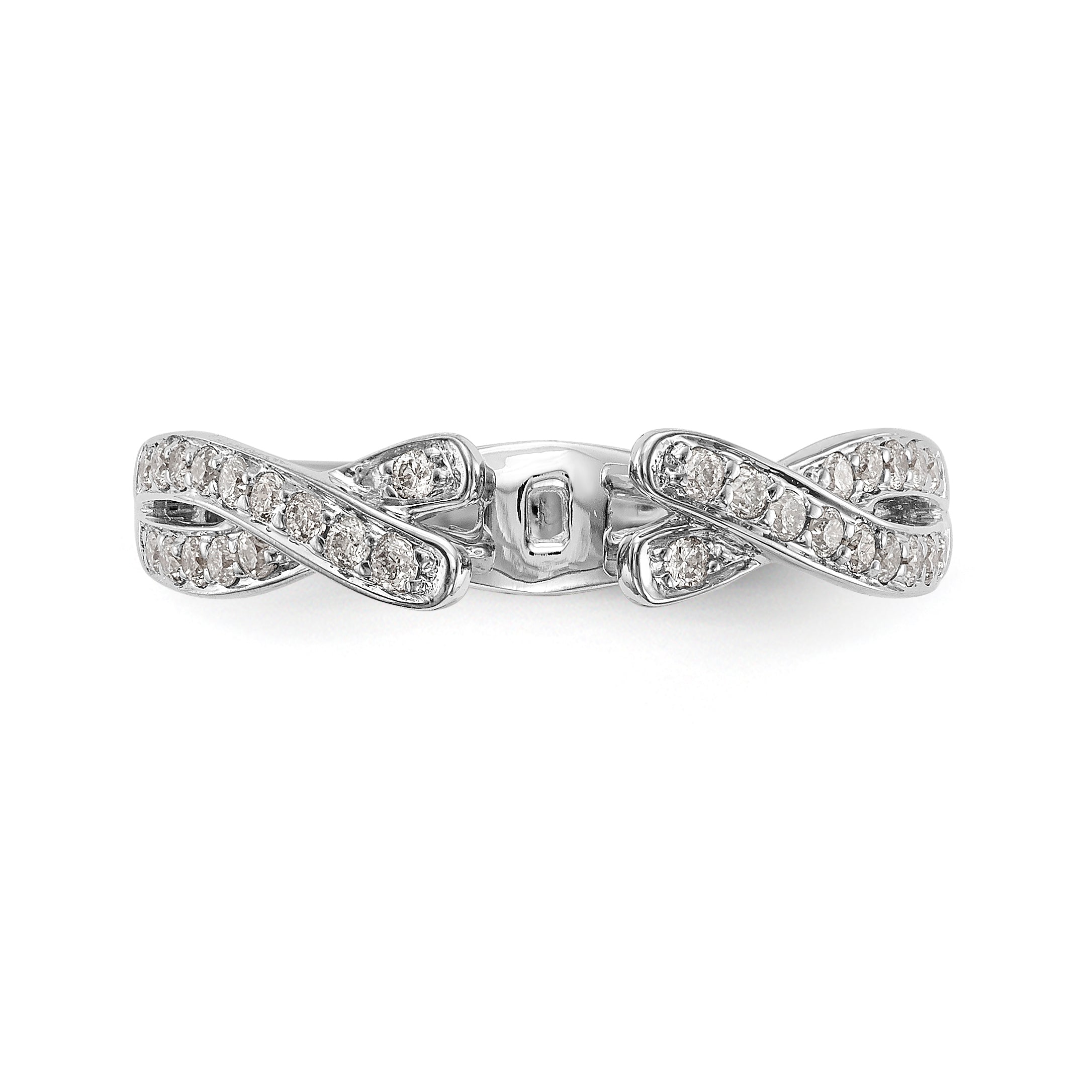 14-Karat-Weißgold-Ring mit Zargenfassung, imitiertem Diamanten und Criss-Cross-Design
