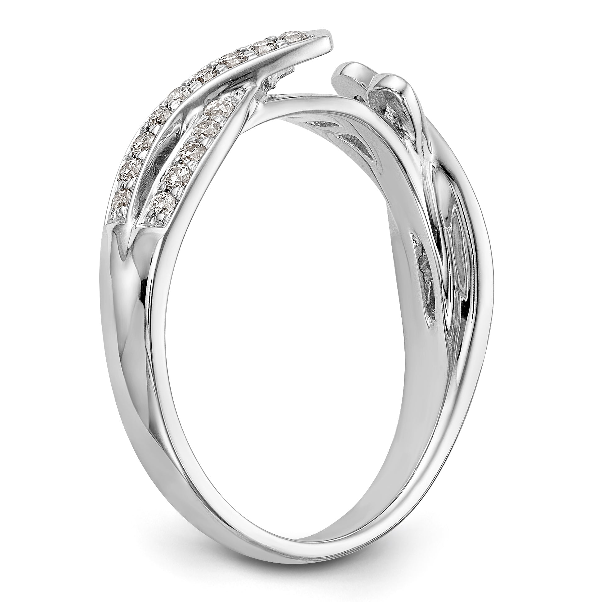 14-Karat-Weißgold-Ring mit Zargenfassung, imitiertem Diamanten und Criss-Cross-Design
