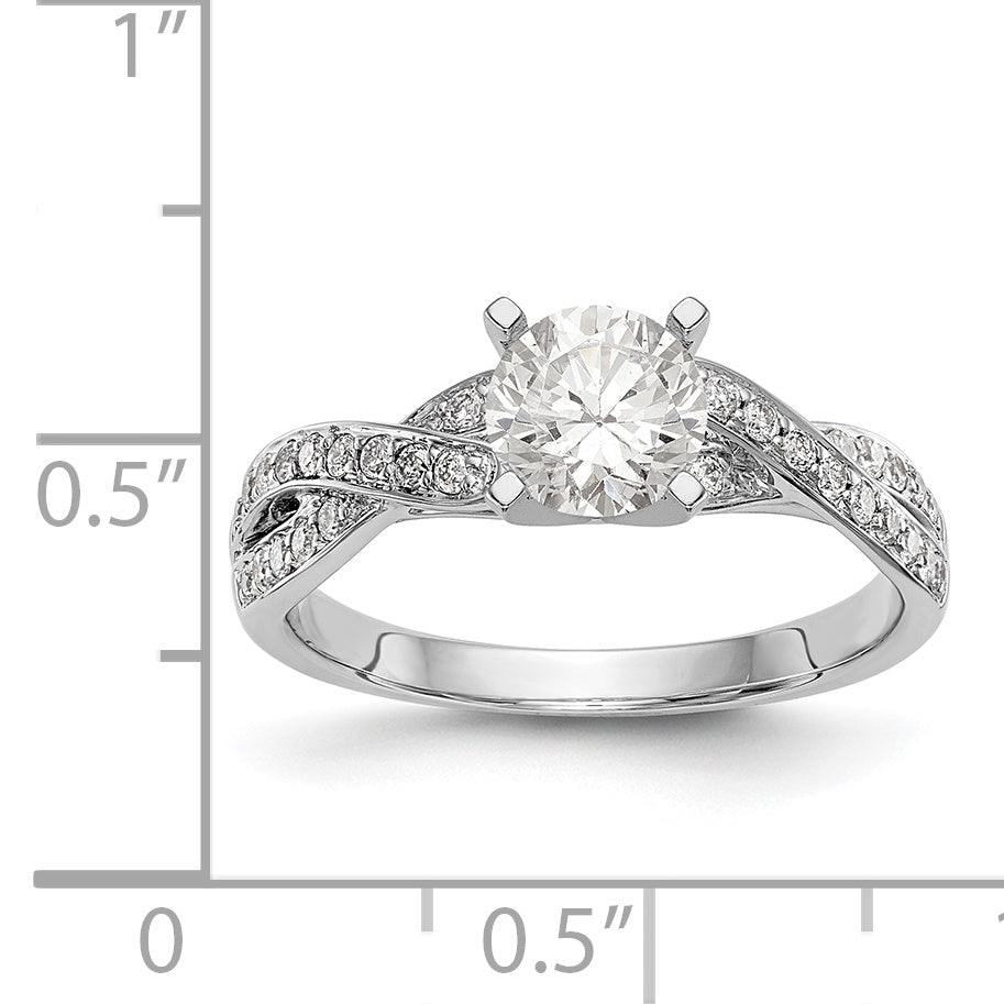 14-Karat-Weißgold-Ring mit Zargenfassung, imitiertem Diamanten und Criss-Cross-Design