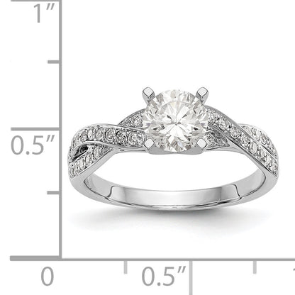 14-Karat-Weißgold-Ring mit Zargenfassung, imitiertem Diamanten und Criss-Cross-Design