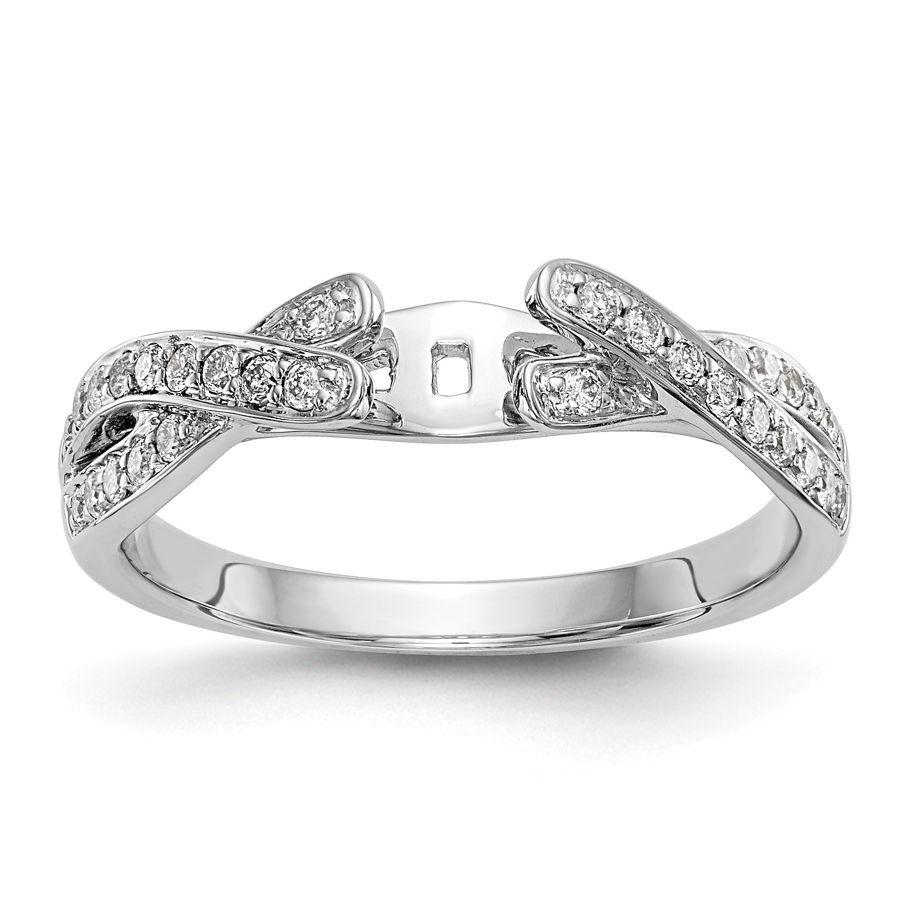 14-Karat-Weißgold-Ring mit Zargenfassung, imitiertem Diamanten und Criss-Cross-Design