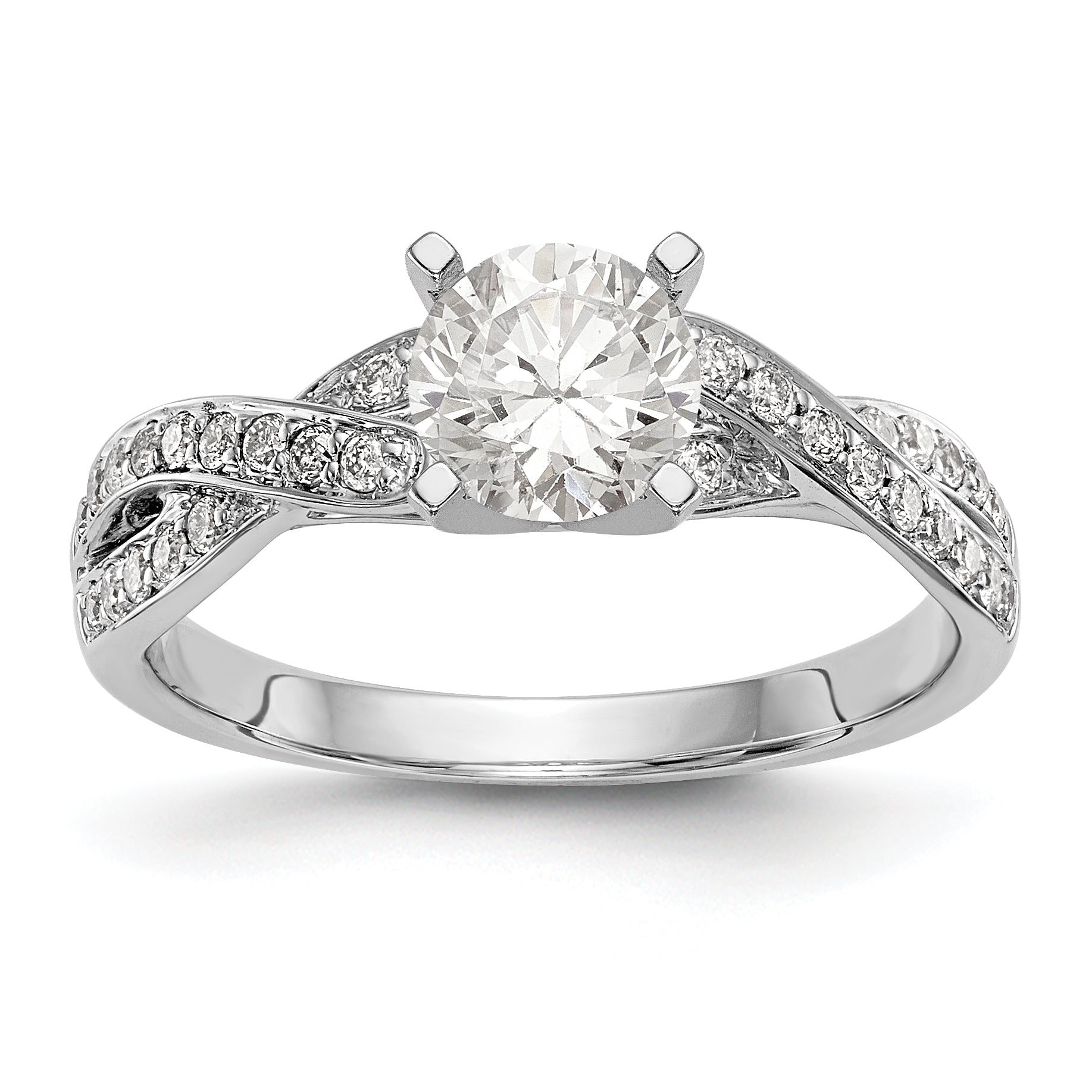 14-Karat-Weißgold-Ring mit Zargenfassung, imitiertem Diamanten und Criss-Cross-Design