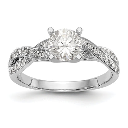 14-Karat-Weißgold-Ring mit Zargenfassung, imitiertem Diamanten und Criss-Cross-Design
