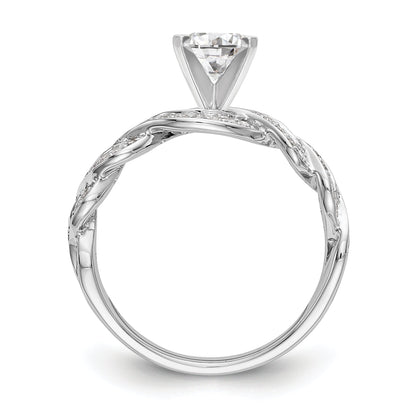 14 Karat Weißgold Verlobungsring mit simulierten Diamanten im Kreuzdesign und Krappenfassung