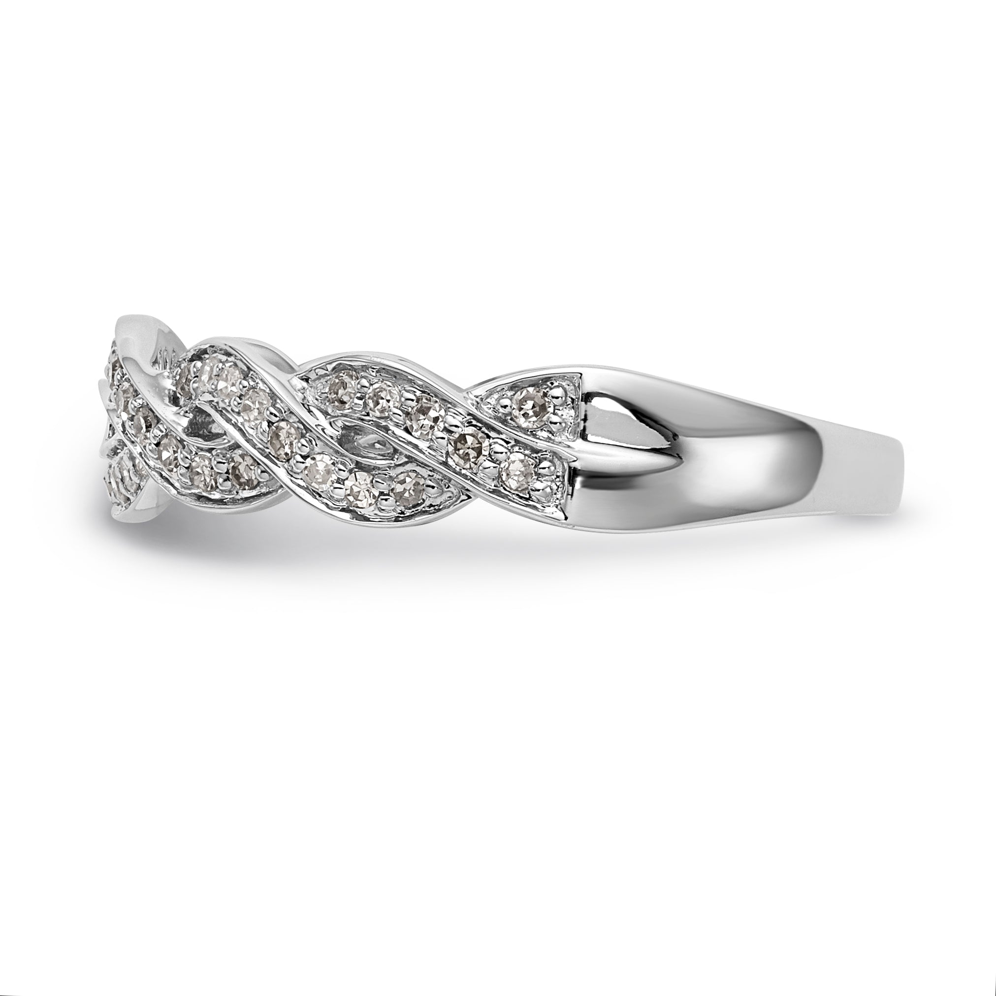 14 Karat Weißgold Verlobungsring mit simulierten Diamanten im Kreuzdesign und Krappenfassung