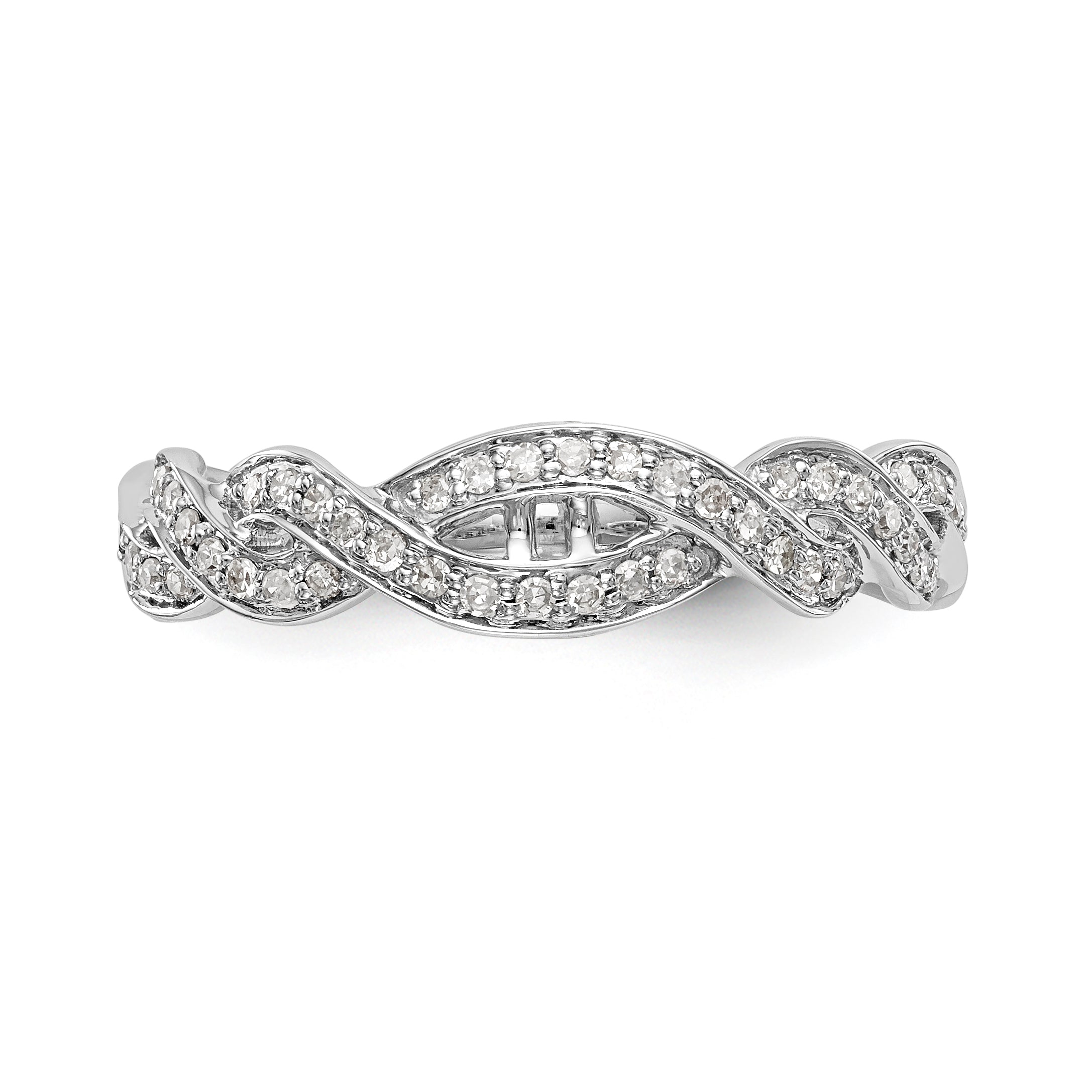 14 Karat Weißgold Verlobungsring mit simulierten Diamanten im Kreuzdesign und Krappenfassung
