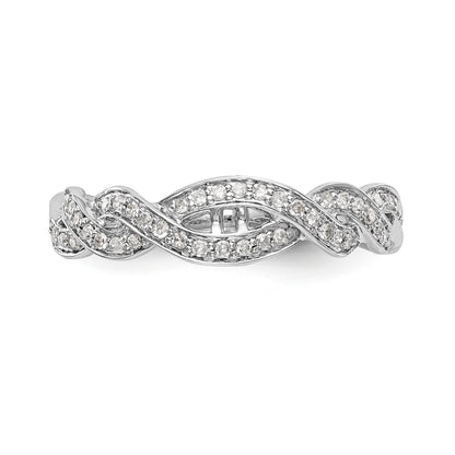 14 Karat Weißgold Verlobungsring mit simulierten Diamanten im Kreuzdesign und Krappenfassung