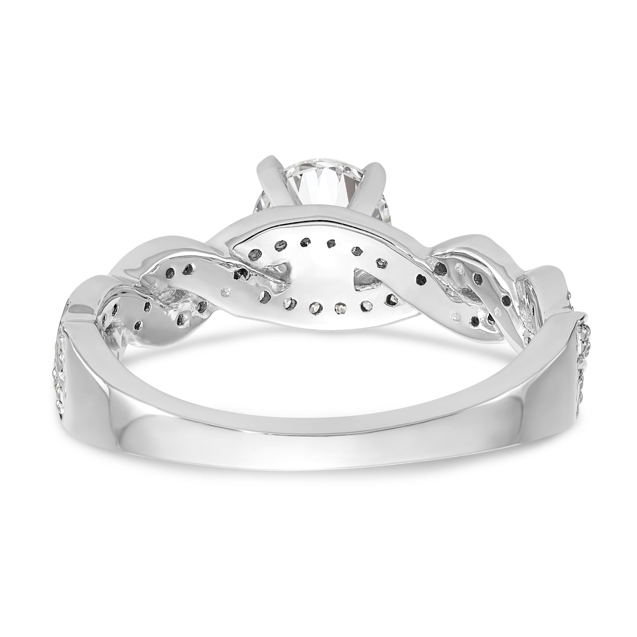 14 Karat Weißgold Verlobungsring mit simulierten Diamanten im Kreuzdesign und Krappenfassung