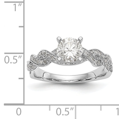 14 Karat Weißgold Verlobungsring mit simulierten Diamanten im Kreuzdesign und Krappenfassung