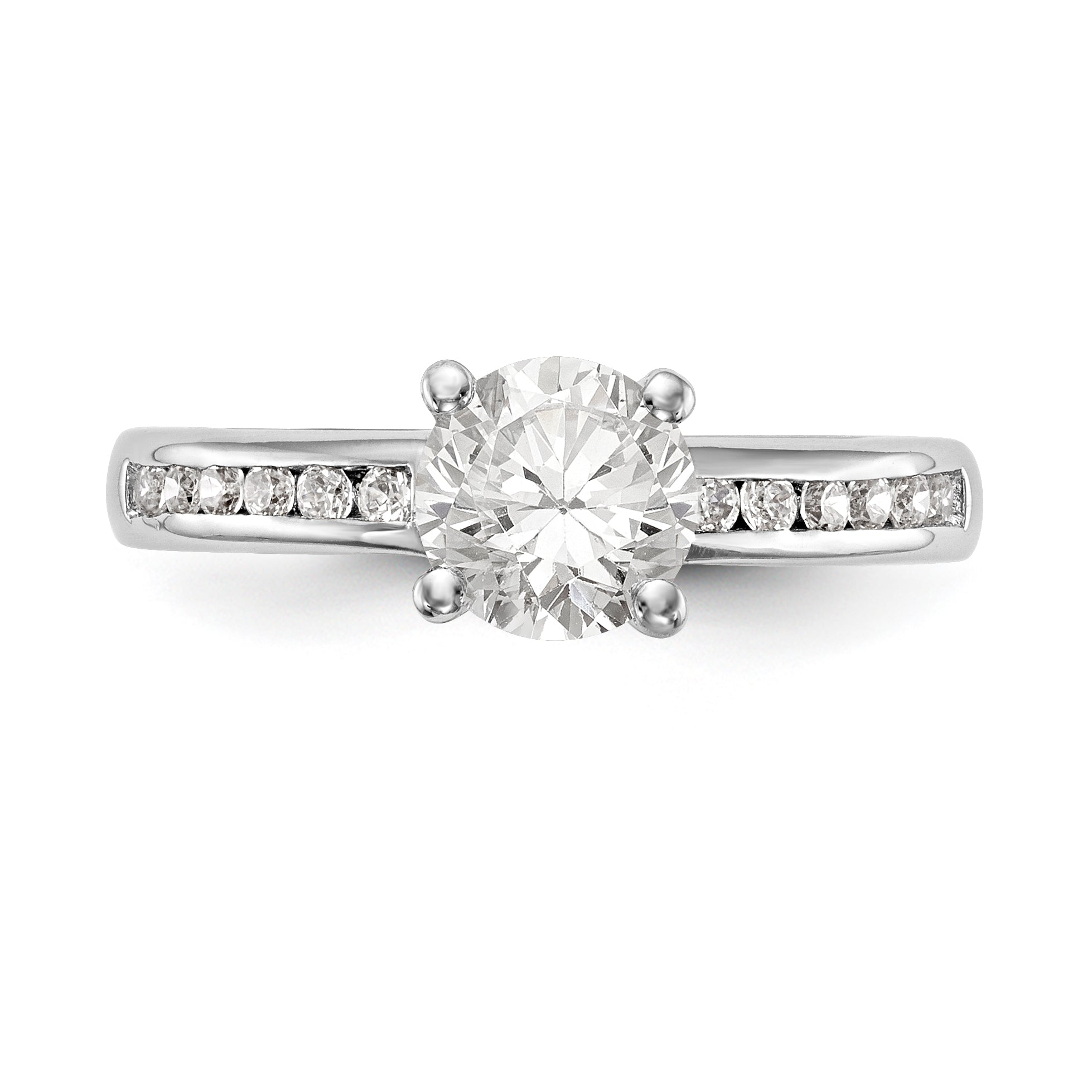 14K Weißgold Verlobungsring mit simuliertem Diamanten