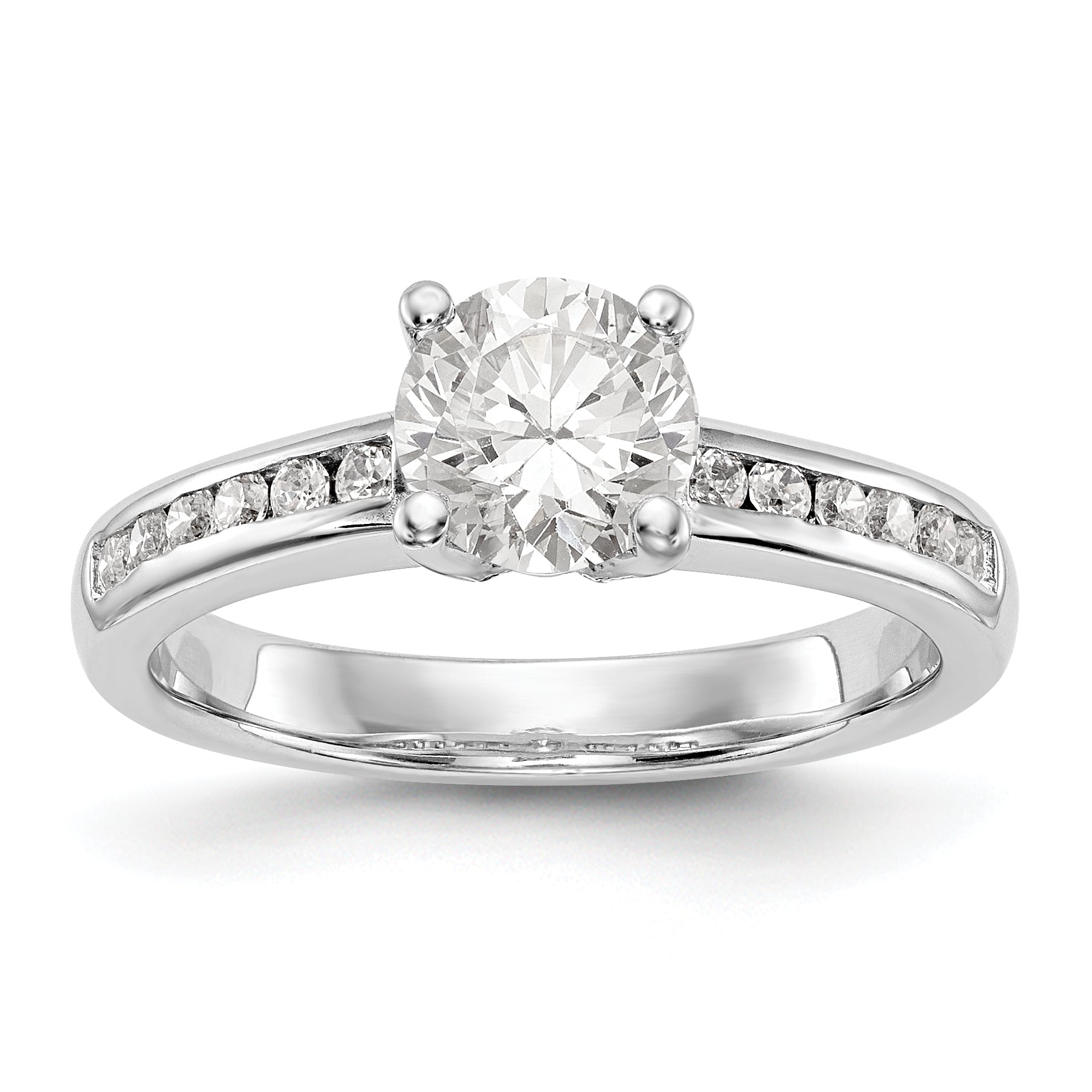 14K Weißgold Verlobungsring mit simulierten Diamanten