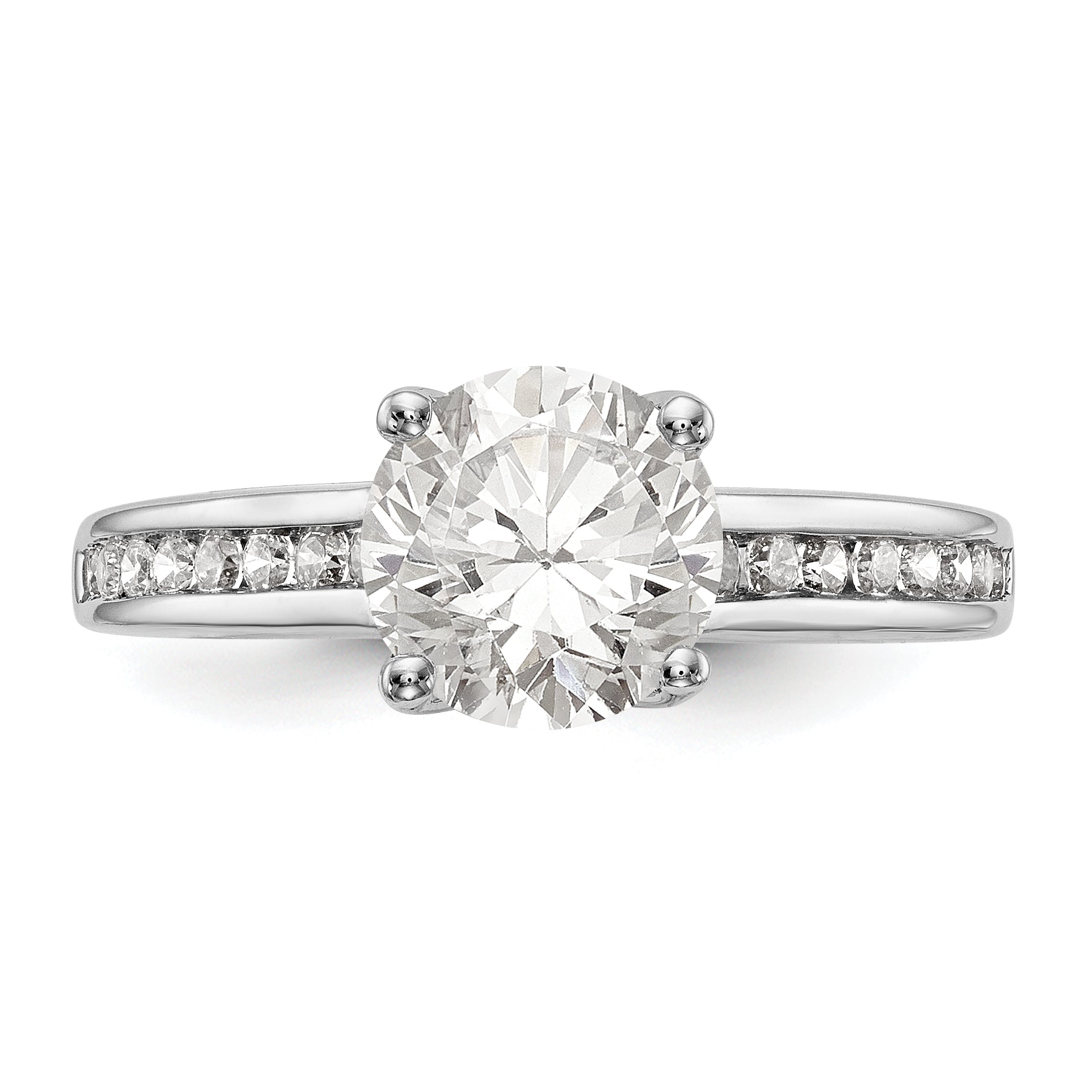 14K Weißgold Verlobungsring mit simulierten Diamanten