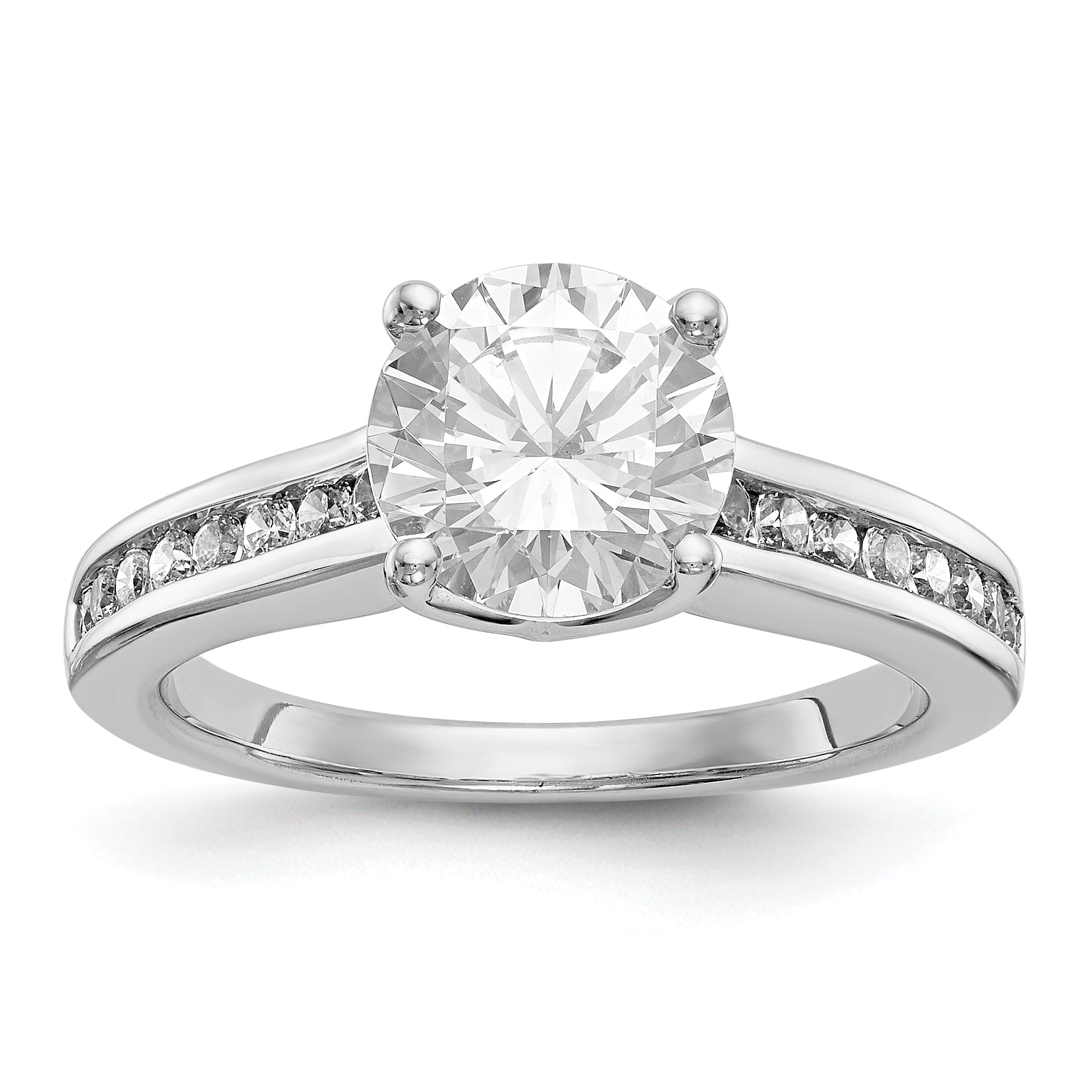 14K Weißgold Verlobungsring mit simulierten Diamanten
